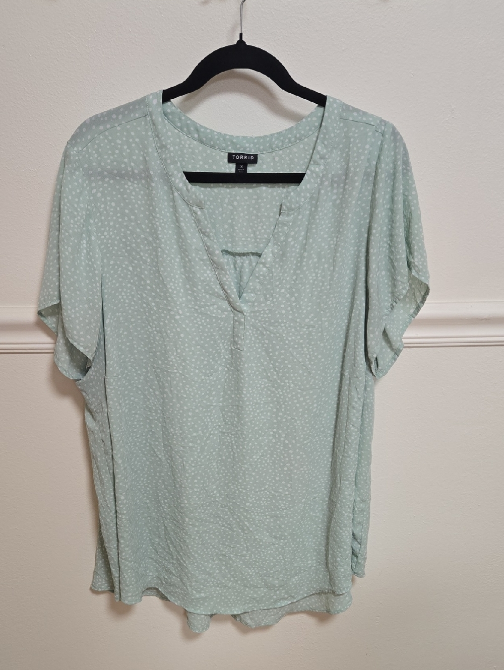 torrid Mint Green Dot Split-Neck Blouse